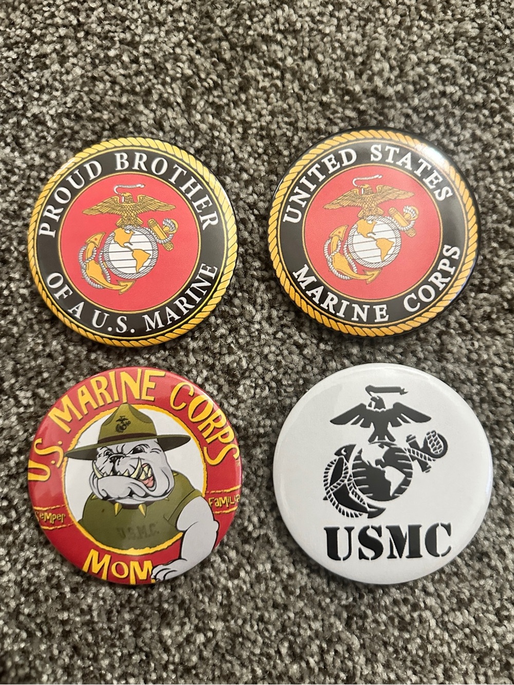 USMC Red & Black Marine Corps Brooch Pin Set
